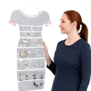 2 Chic Striped Hanging Jewelry Organizer